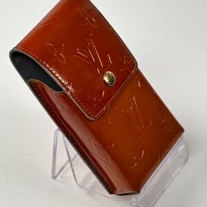 Louis Vuitton Orange Vernis Card Holder.  Makeup, phone, cig holder.